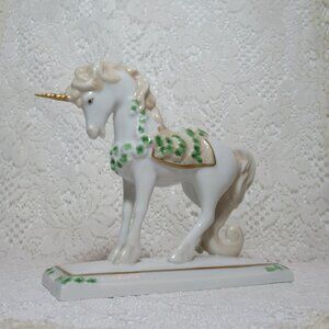 Vintage Franklin Mint Porcelain Unicorn Belleek Shamrock Treasury of Unicorns